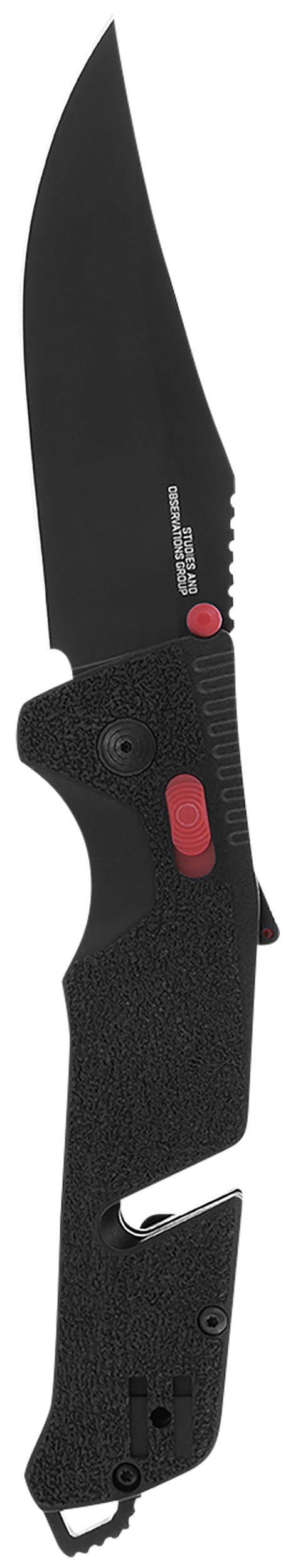 S.O.G Trident AT 3.70" Folding Clip Point Plain Edge Black TiNi Cryo D2 Steel Black/Red GRN Handle — view 2