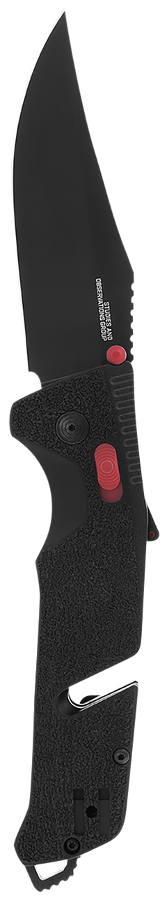 S.O.G Trident AT 3.70" Folding Clip Point Plain Edge Black TiNi Cryo D2 Steel Black/Red GRN Handle — view 2