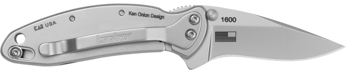 Kershaw Chive 1600 1.90" Folding Drop Point Plain 420HC - Bead Blasted Stainless — view 2