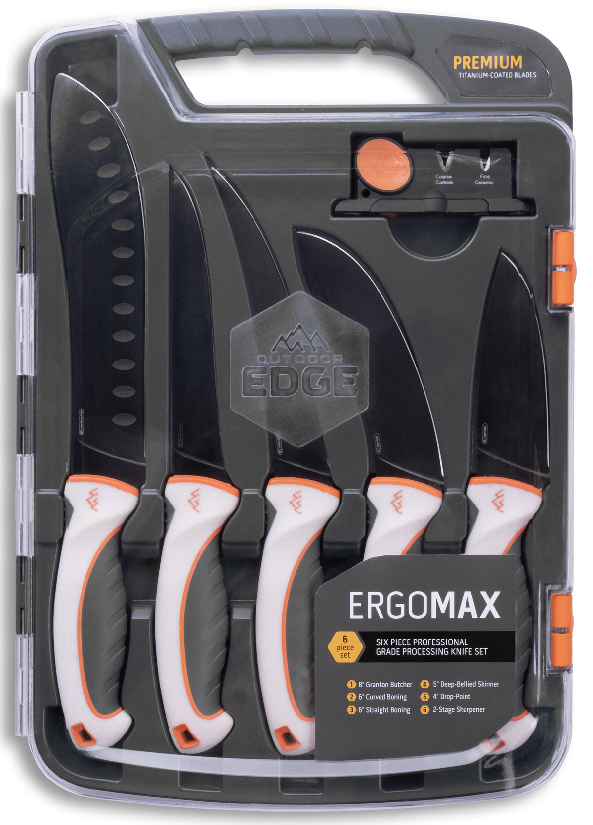 Outdoor Edge EM1 ErgoMax 5-Piece Game Processing Knife Set 5Cr13MoV Black Titanium-Coated Blades — view 2