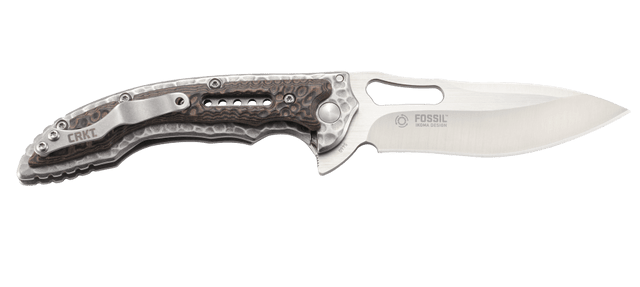 Columbia River Fossil Compact 3.41" Folding Drop Point Plain Satin 8Cr13MoV SS Brown G10 Frame Lock Knife — view 2