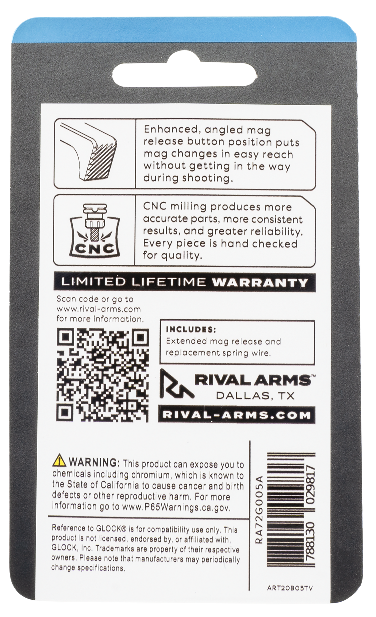 Rival Arms RA72S001A Extended Magazine Release for Sig P320 Hard Black Anodized Aluminum — view 2
