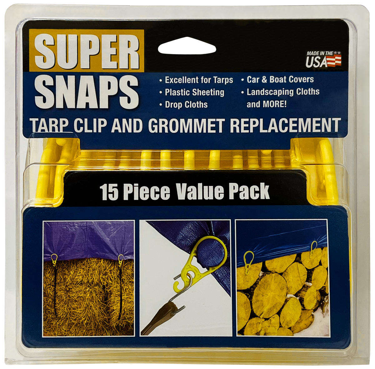 AccuSharp 1007C Super Snaps Yellow 8.80" 15-Pack Tarp Clip — view 2