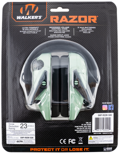 Walkers Game Ear Razor Slim Electronic Muff 23 dB Over the Head Sage Green/Black Polymer — view 2