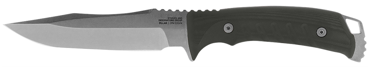S.O.G Pillar 5" Fixed Clip Point Plain S35VN Stonewashed Blade Black Canvas Micarta Handle — view 2