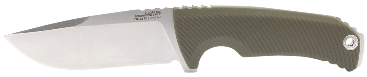 S.O.G Tellus FX 4.20" Fixed Clip Point Plain Edge Cryo 440C SS - Olive Drab GRN Handle — view 2