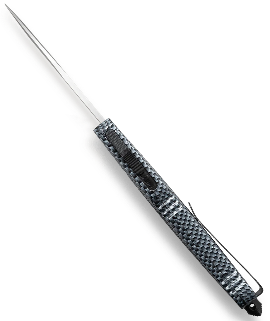 CobraTec Knives CTK-1 Large 3.75" OTF Drop Point Part Serrated D2 Steel Carbon Fiber Aluminum Handle — view 2