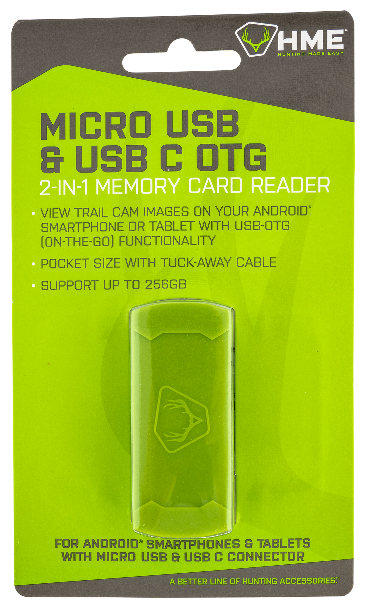 HME HMESDCRAND Android SD Card Reader Micro USB & USB Up To 256GB Black/Green — view 2