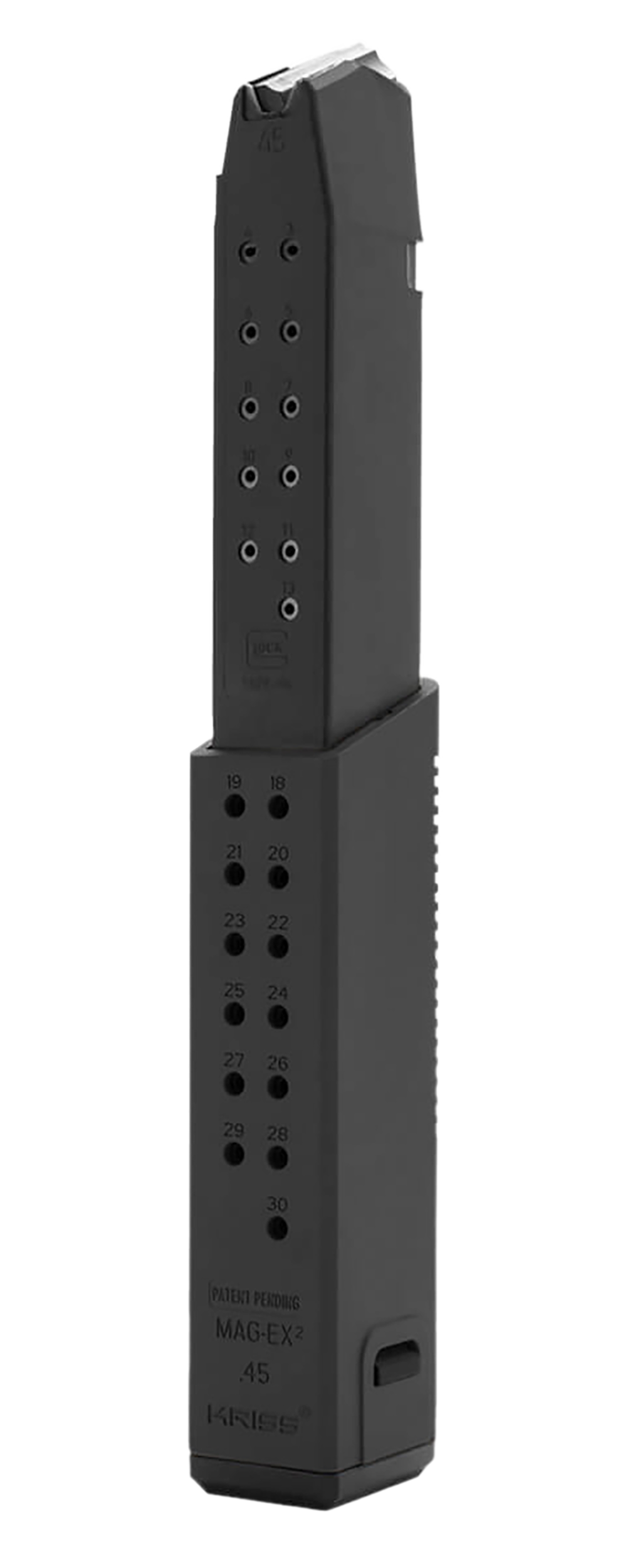 Kriss USA Mag-Ex2 Extension Kit 45 ACP 30-Rd Polymer Black - Compatible w/ Glock 21 Gen3-5 — view 2