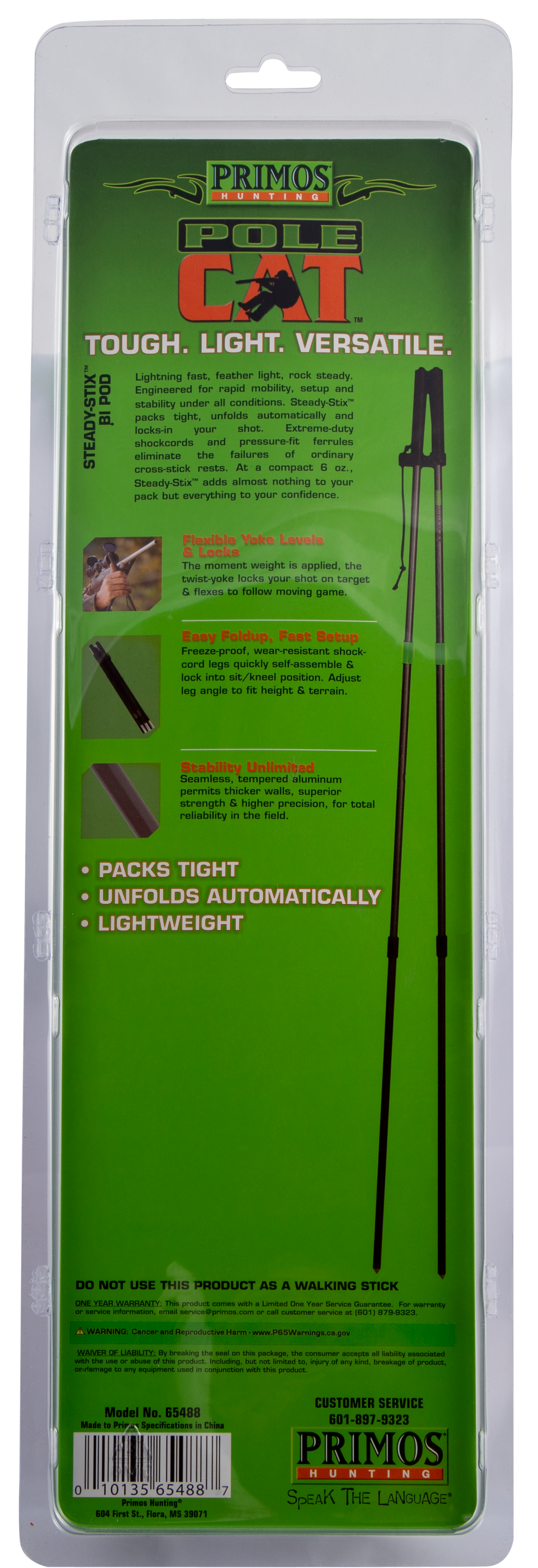 Primos 65488 Steady-Stix Shooting Stick Black 15-40" Metal Bipod — view 2