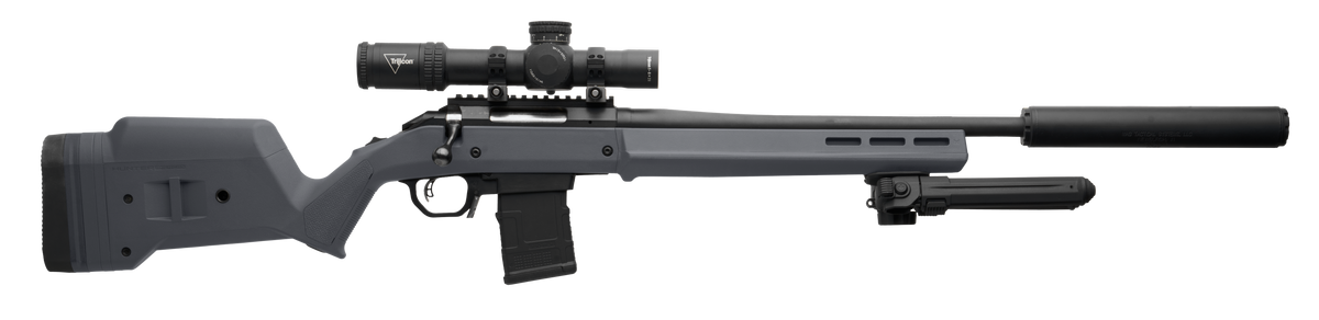 Magpul Industries Hunter American Adjustable Synthetic Stock Gray Short Action Ruger American Right Hand w/ STANAG Mag Well — view 2