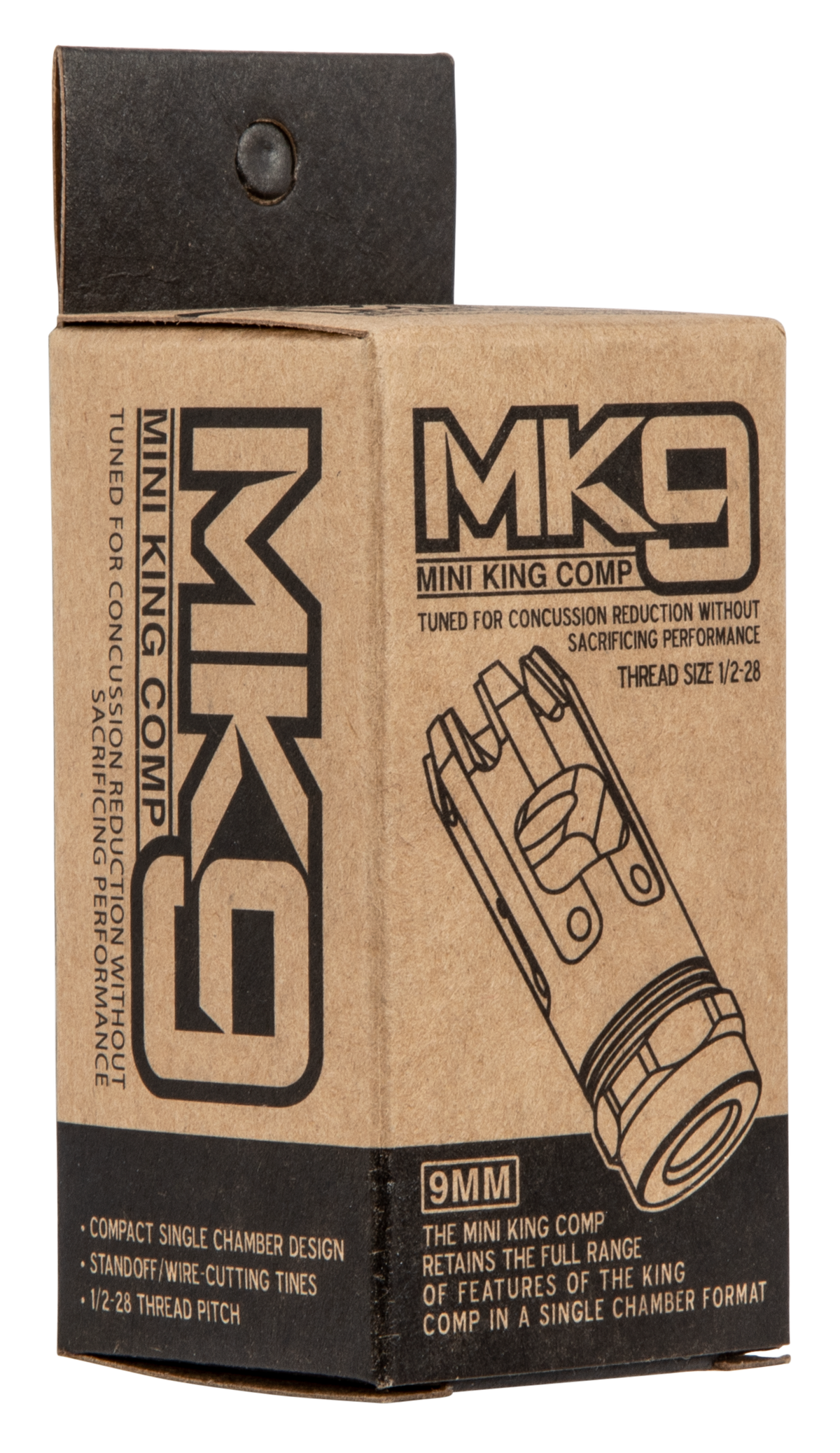 Strike Industries MK9COMP Mini King 9mm Luger 1/2x28 Black Steel AR-Platform Compensator — view 2