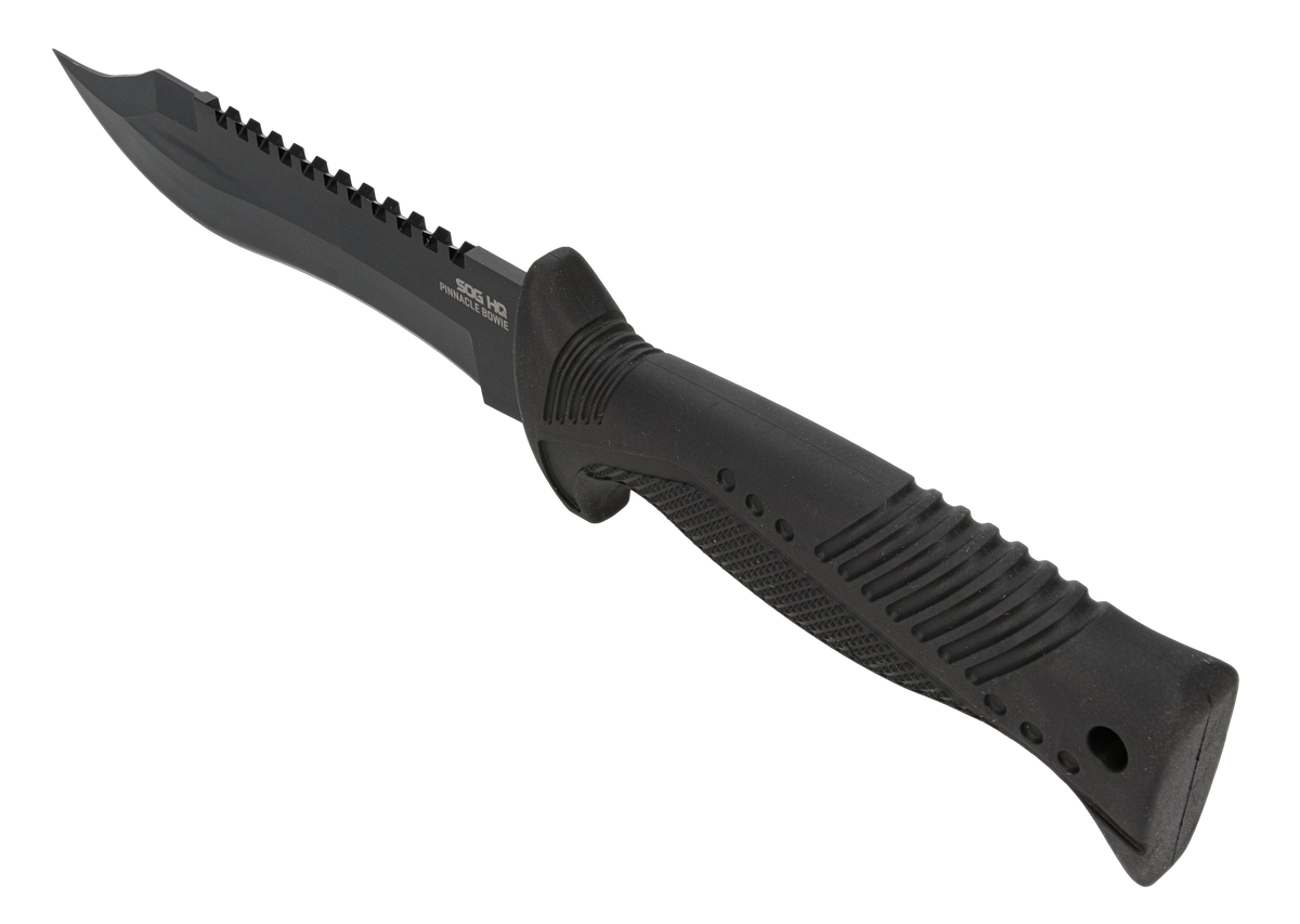 S.O.G Pinnacle Bowie HQ 7.5" Clip Point 420 SS Fixed Blade Knife - Black GRN Handle — view 2