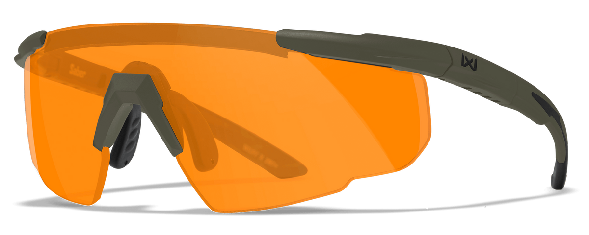 Wiley X Saber Advanced 308G Safety Glasses Smoke Gray / Clear / Light Rust - Matte OD Green Frame — view 2