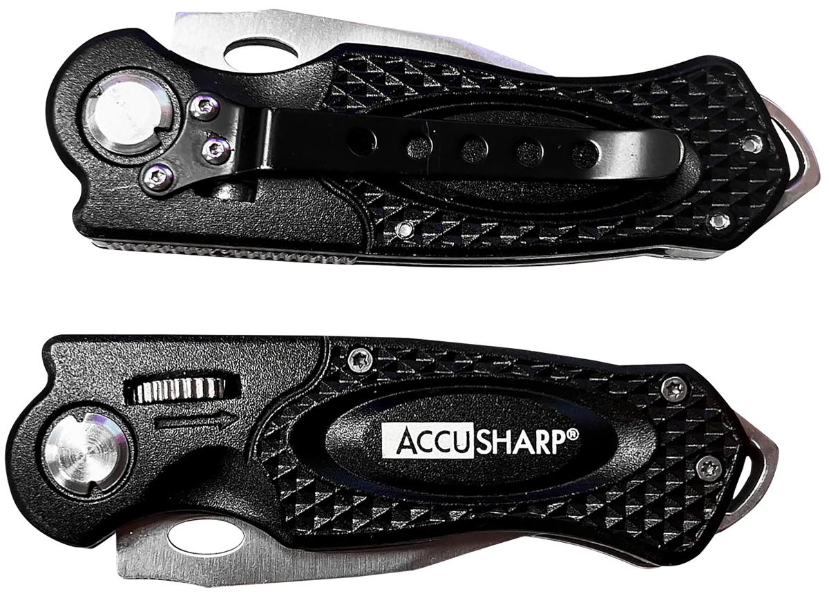 Accusharp 703C Sport 3" Folding Plain Stainless Steel Blade Black Anodized Aluminum Handle — view 2