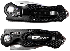 Accusharp 703C Sport 3" Folding Plain Stainless Steel Blade Black Anodized Aluminum Handle — view 2