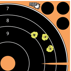 EZ-Aim Splash Reactive 8" Bullseye Self-Adhesive Paper Target Black/Orange - 6 Pack — view 2