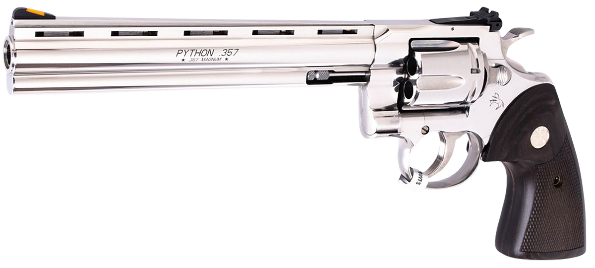 Colt Mfg Python .357 Magnum/.38 Special 8" 6-Shot DA/SA Revolver - Polished Stainless Steel, Walnut Grips — view 2