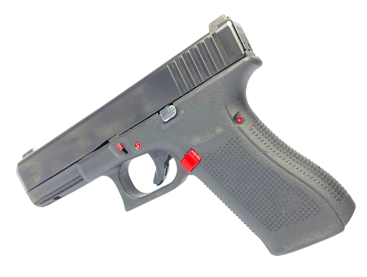 Cross Armory CRG5PSRD 3 Pin Set Dimpled Compatible w/Glock 17/19/26/34 Gen5 Red Steel Handgun — view 2