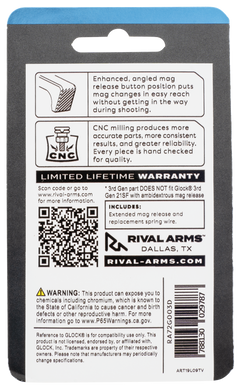 Rival Arms RA72G003D Extended Magazine Release Silver Aluminum for Glock 43 — view 2