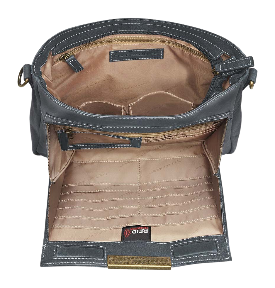 Kingport Industries GTM-CZY/98 Slim Crossbody Distressed Buffalo Gray Leather CCW Purse — view 2