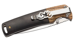 Browning Buckmark Hunter 3" Folding Drop Point Plain Mirror 8Cr14MoV SS Black/Natural Hardwood Handle — view 2