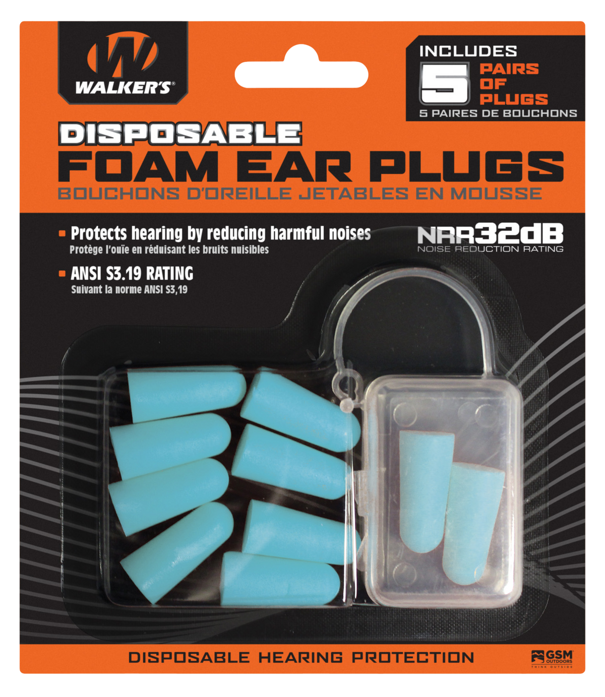 Walkers Game Ear Foam Ear Plugs 32 dB In The Ear Teal 5 Pack — view 2
