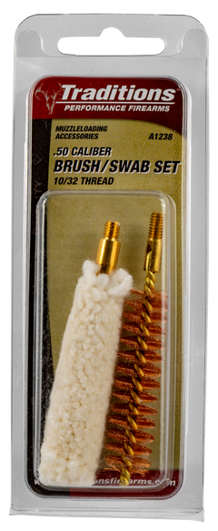 Traditions A1238 Brush & Swab Set 50 Cal 10-32 Thread Bronze — view 2