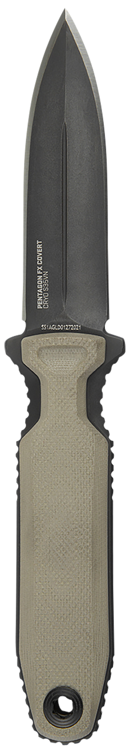 S.O.G Pentagon FX Covert 3.41" Spear Point Plain Fixed Blade Knife - Flat Dark Earth G10 — view 2