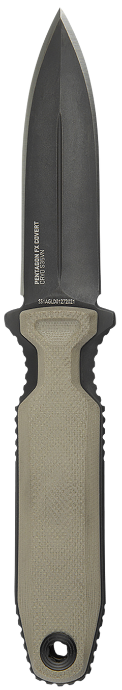 S.O.G Pentagon FX Covert 3.41" Spear Point Plain Fixed Blade Knife - Flat Dark Earth G10 — view 2