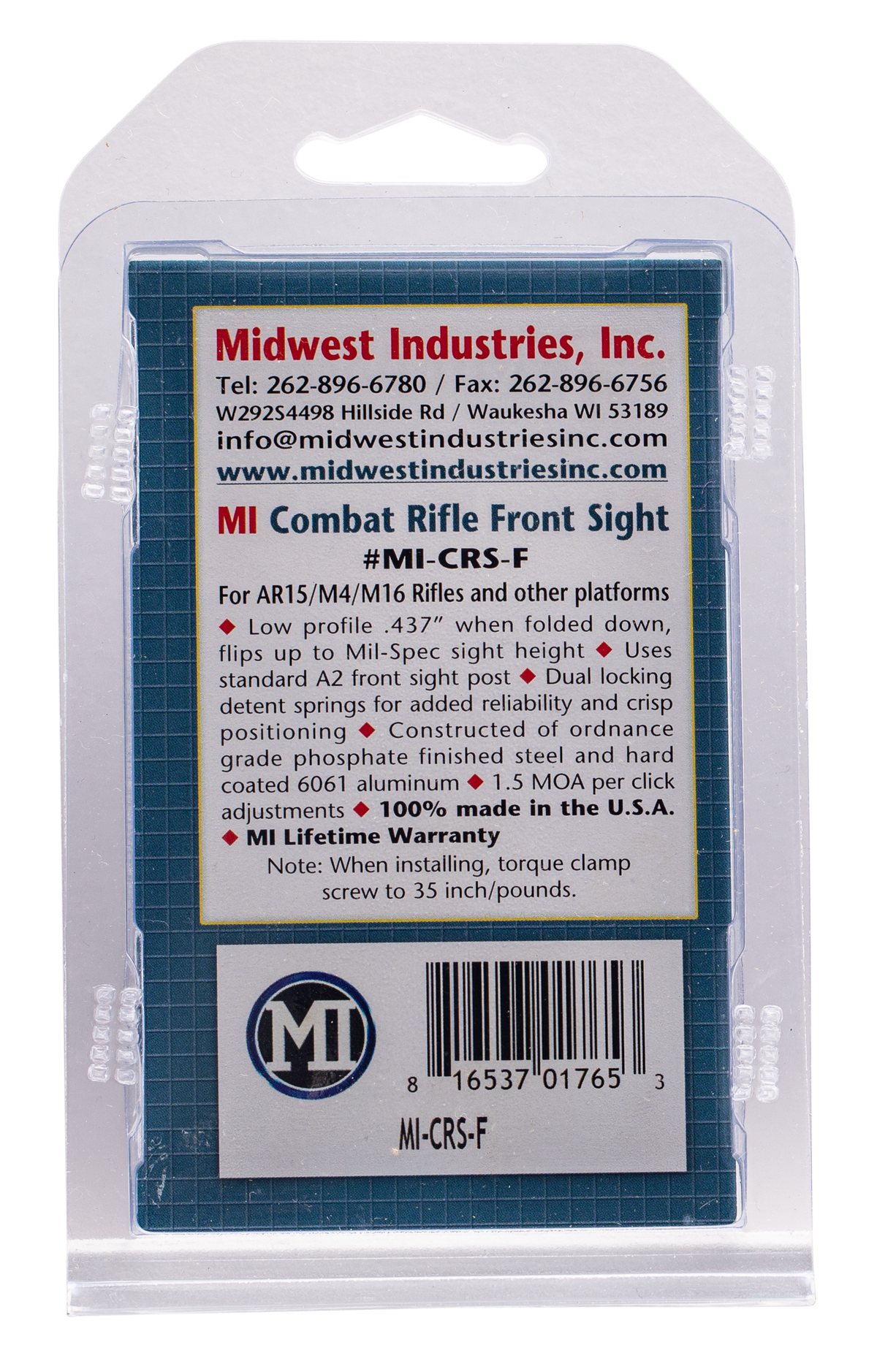 Midwest Industries MICRSF Combat Rifle Flip-Up Front Sight Black for AR-15/M16/M4 — view 2