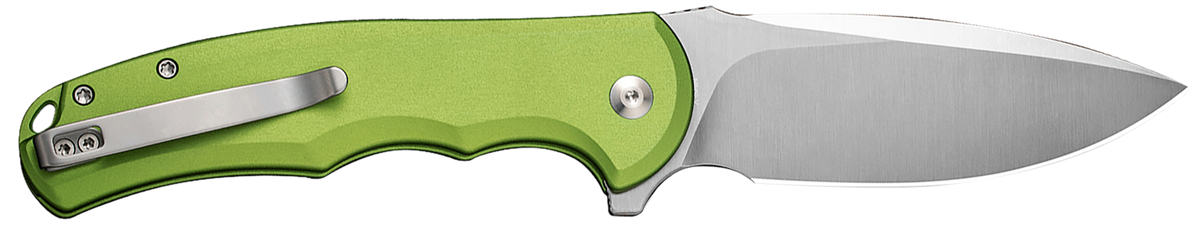 Civivi Knives Praxis 3.75" Folding Drop Point Plain Satin Nitro-V Steel - Lime Green Aluminum Handle — view 2