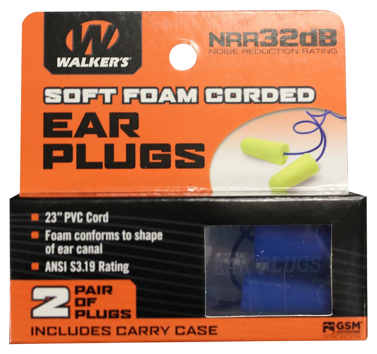 Walkers Game Ear Corded Foam Ear Plugs 32 dB In The Ear Yellow 2 Pair — view 2