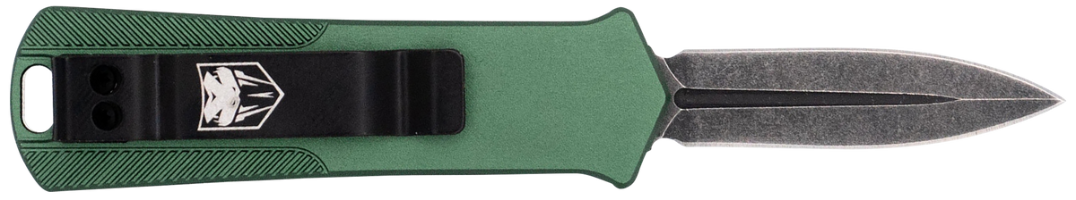 CobraTec 952 1.75" OTF Dagger Plain D2 Steel Stonewashed OD Green Aluminum Handle — view 2
