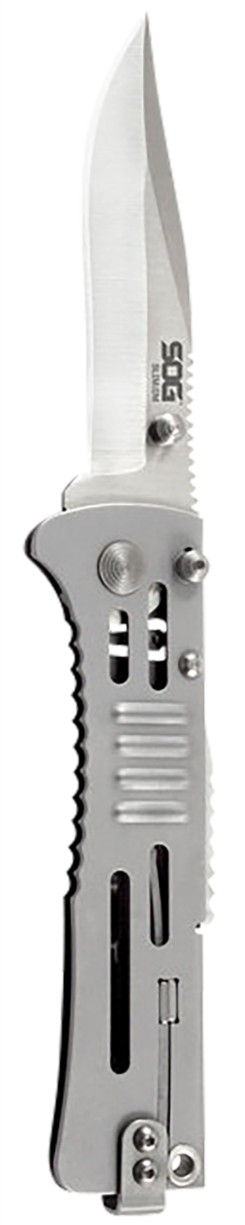 S.O.G SlimJim 3.18" Folding Clip Point Plain AUS-8A SS Blade Bead Blasted 420 SS Handle — view 2