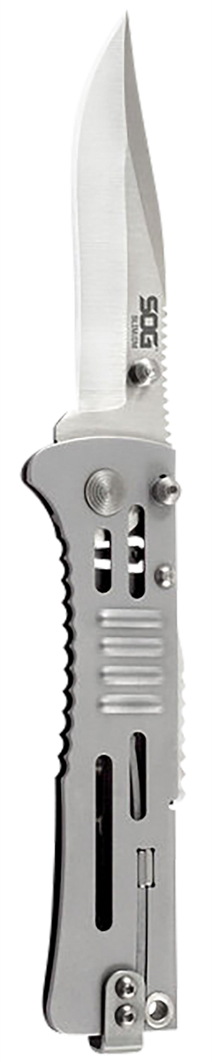 S.O.G SlimJim 3.18" Folding Clip Point Plain AUS-8A SS Blade Bead Blasted 420 SS Handle — view 2