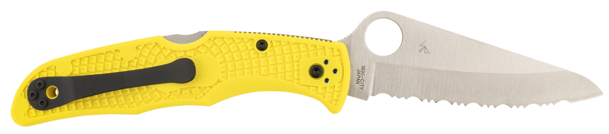 Spyderco Pacific Salt 2 3.78" Serrated H2 Steel Stonewashed Yellow FRN Folding Knife — view 2