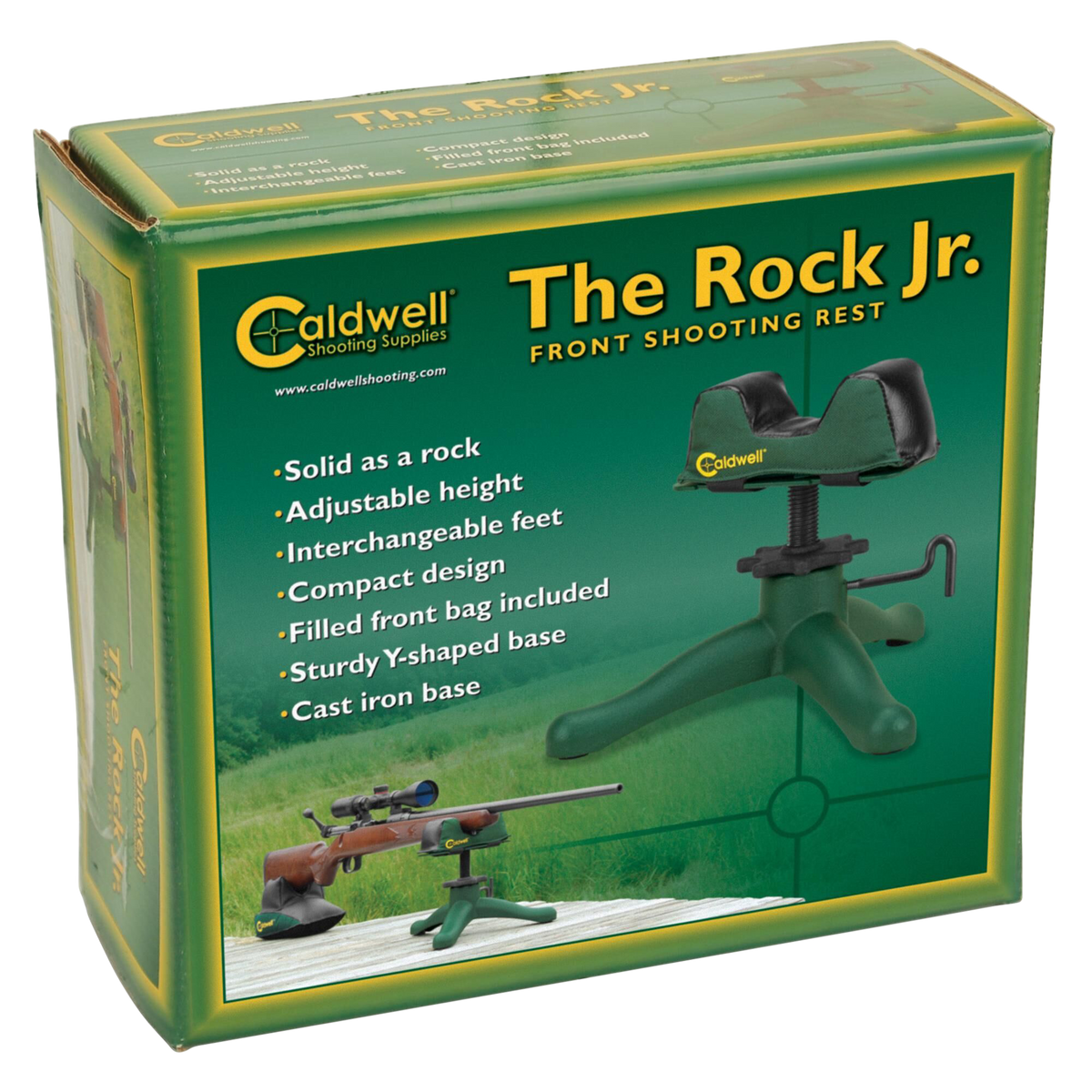 Caldwell Rock Jr. Front Shooting Rest - Cast Iron Base with Medium Varmint Filled Front Bag — view 2