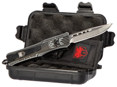 CobraTec Knives CTK-1 Small 2.75" OTF Drop Point Plain D2 Steel Black Stonewashed Aluminum Handle — view 2