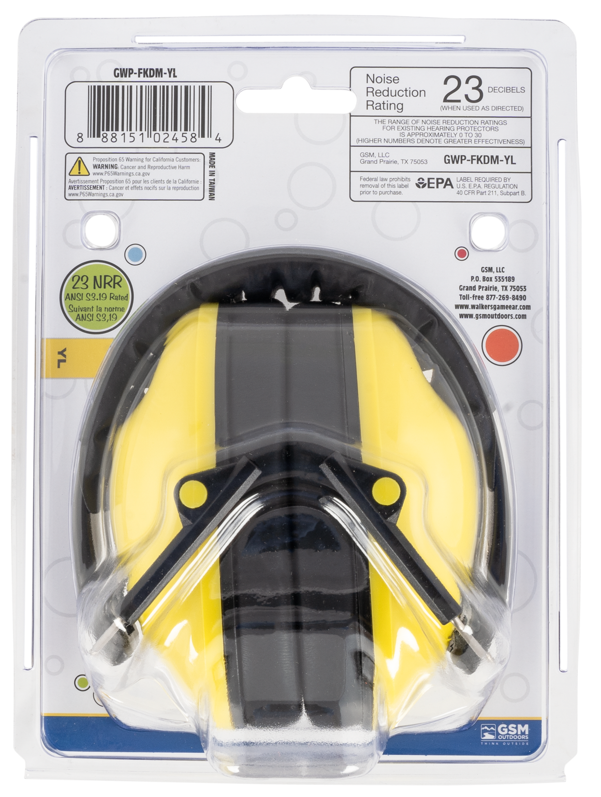 Walkers Game Ear Baby & Kids Folding Muff 23 dB Over the Head Yellow/Black Polymer — view 2