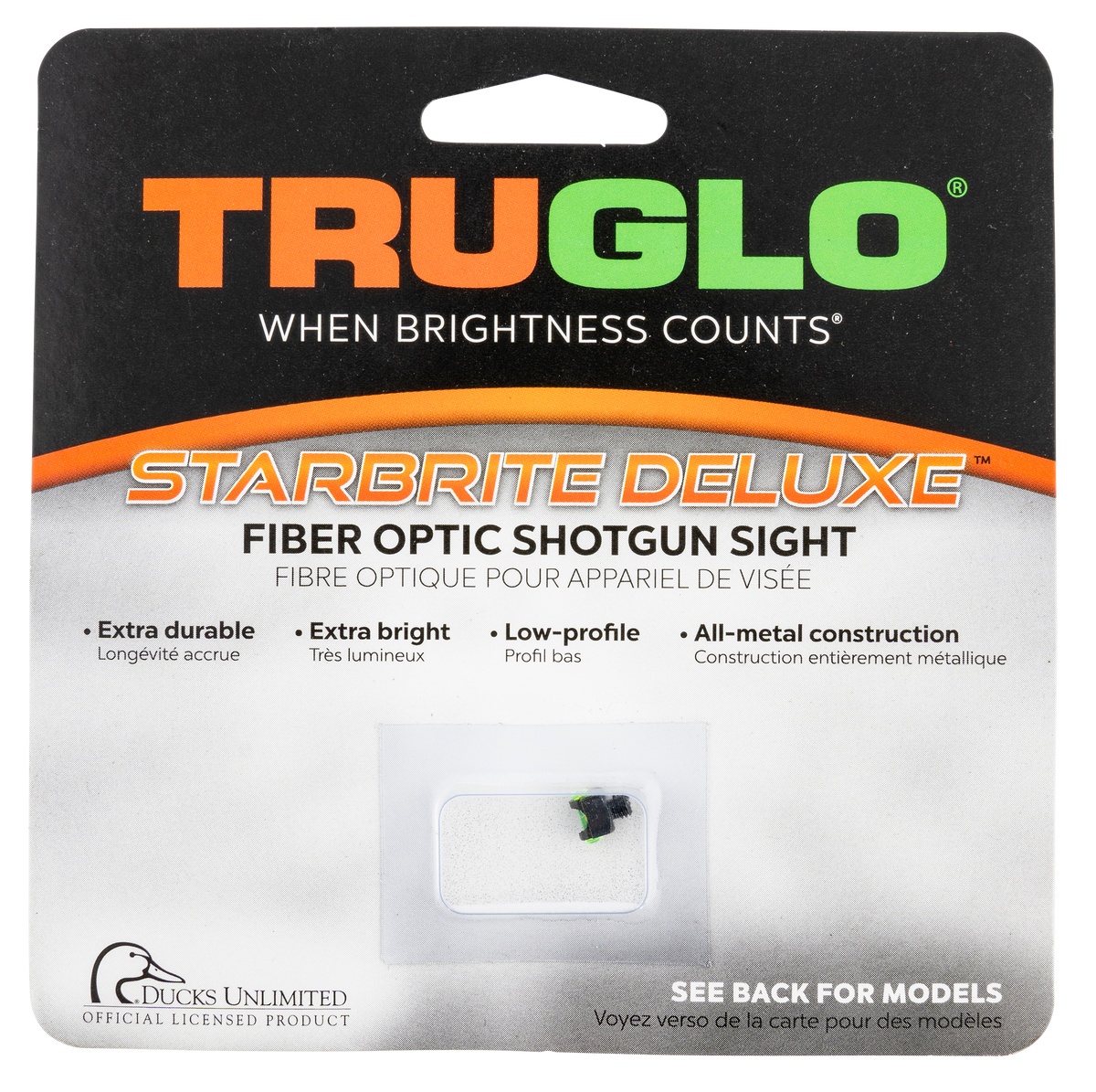TruGlo StarBrite Deluxe Bead 3mm Green Fiber Optic Front Sight - Black — view 2