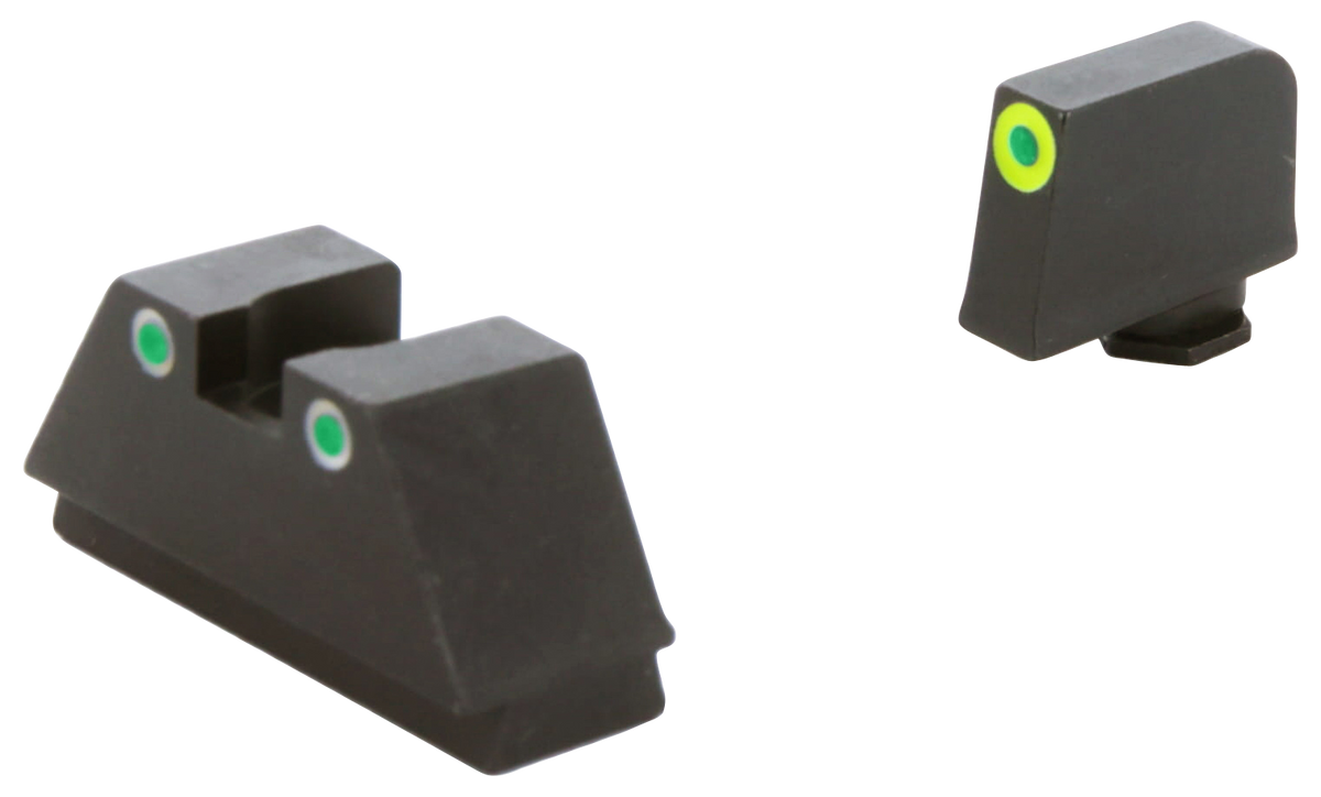 Ameriglo GL333 Optic Compatible XL Tall Sight Set for Glock - Green Tritium LumiGreen Outline Front / Green Tritium White Outline Rear — view 2