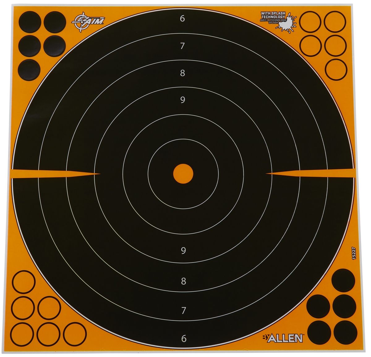 EZ-Aim 15227 Splash Reactive Self-Adhesive Paper 16" Bullseye Black/Orange - 5 Pack — view 2