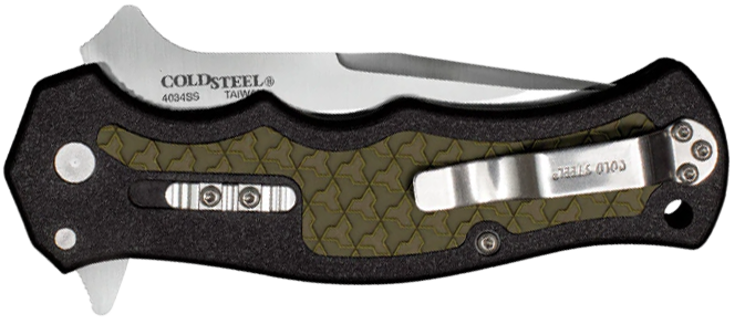 Cold Steel Crawford 1 3.5" Folding Plain Clip Point 4034 SS Black/OD Green Handle — view 2