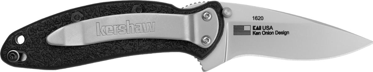 Kershaw Scallion 1620 2.4" Folding Flipper Plain Bead Blasted 420HC SS Black Nylon — view 2