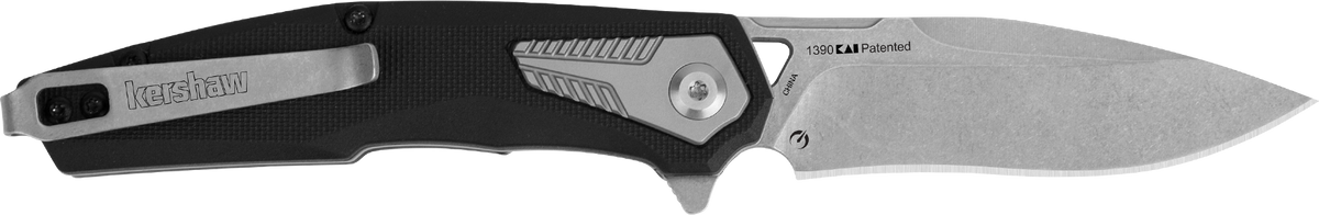 Kershaw 1390 Tremolo 3.13" Folding Clip Point Plain Stonewashed 4Cr14 Black GFN/SS Handle — view 2