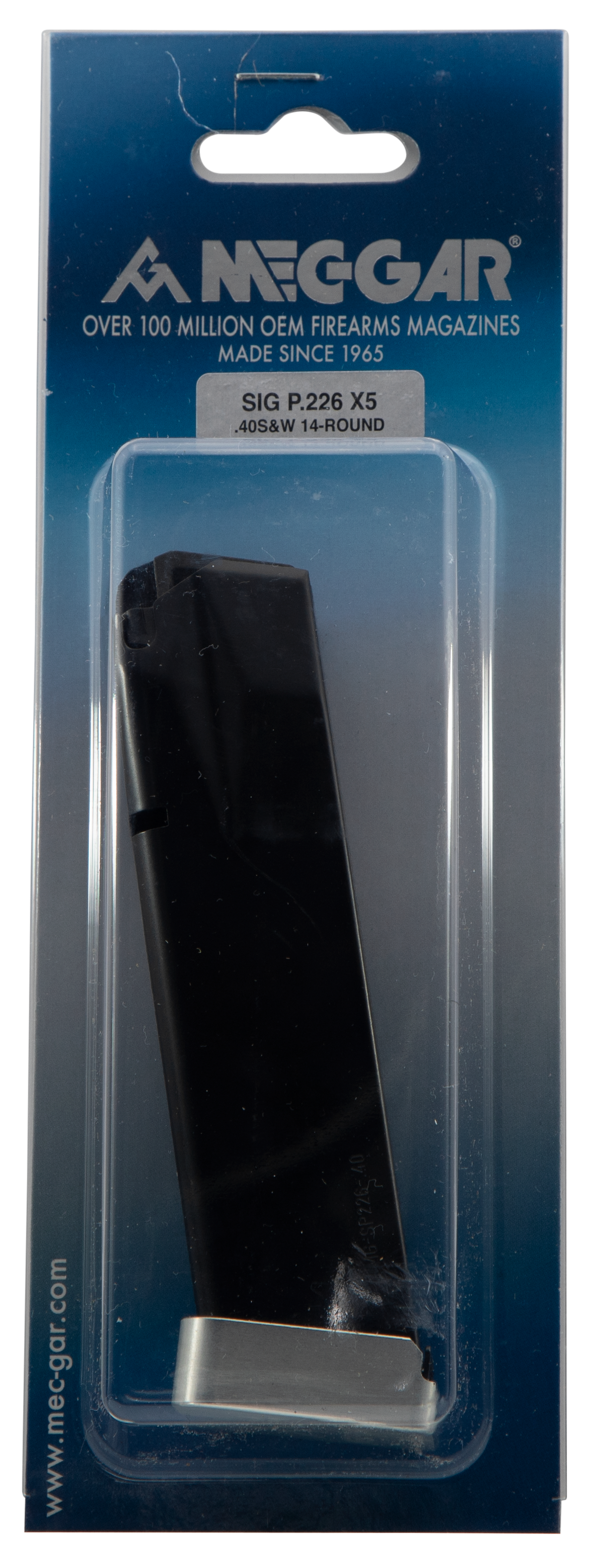 Mec-Gar Sig P226 X5 .40 S&W 14rd Extended Anti-Friction Blued Carbon Steel Magazine — view 2