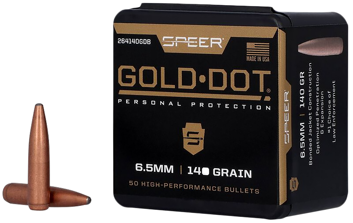 Speer Ammo Gold Dot 6.5mm .264 140gr Bonded Soft Point Reloading Bullets - 50/Box — view 2