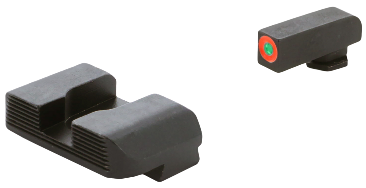 AmeriGlo GL434 Protector Sight Set for Glock - Green Tritium Orange Outline Front / Black Serrated Rear — view 2