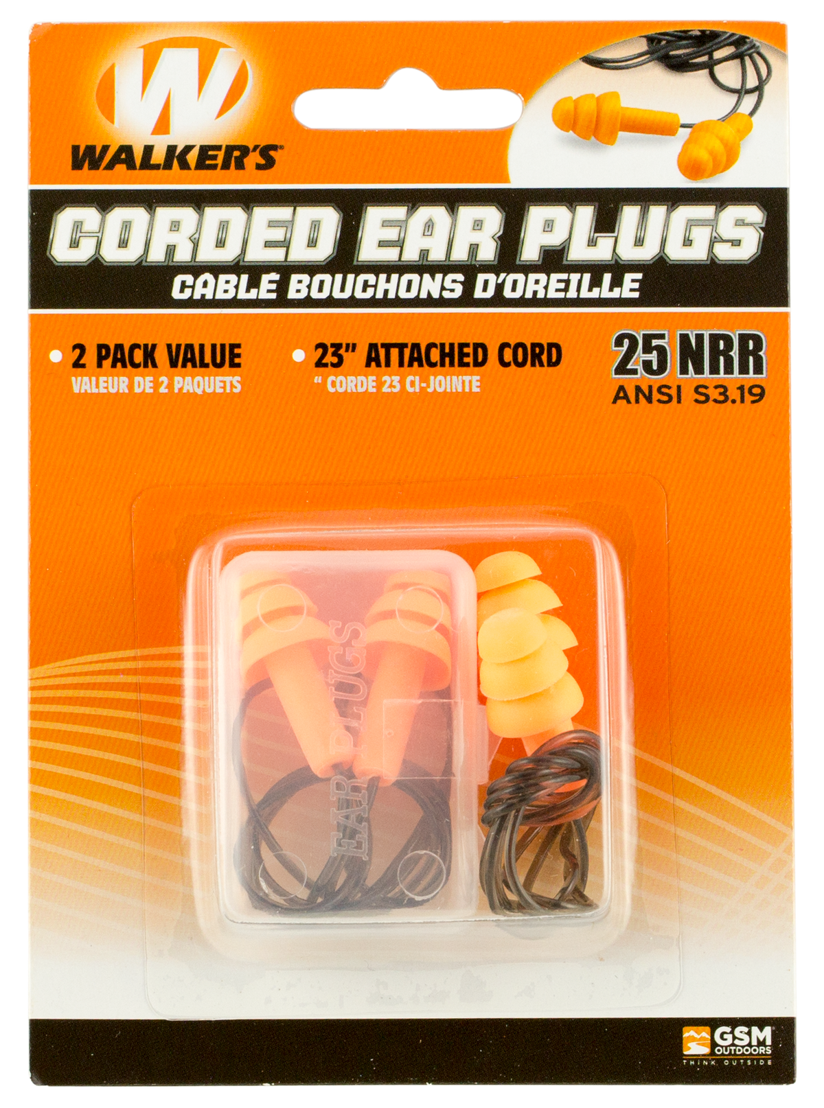 Walkers Game Ear Corded Foam Ear Plugs 25 dB NRR In The Ear 2-Pack — view 2